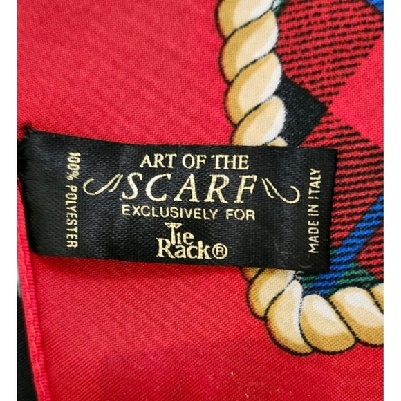 Tie Rack Art Of The Scarf Womens Square Scarf One Size Red Belt Print Italy - Picture 6 of 8